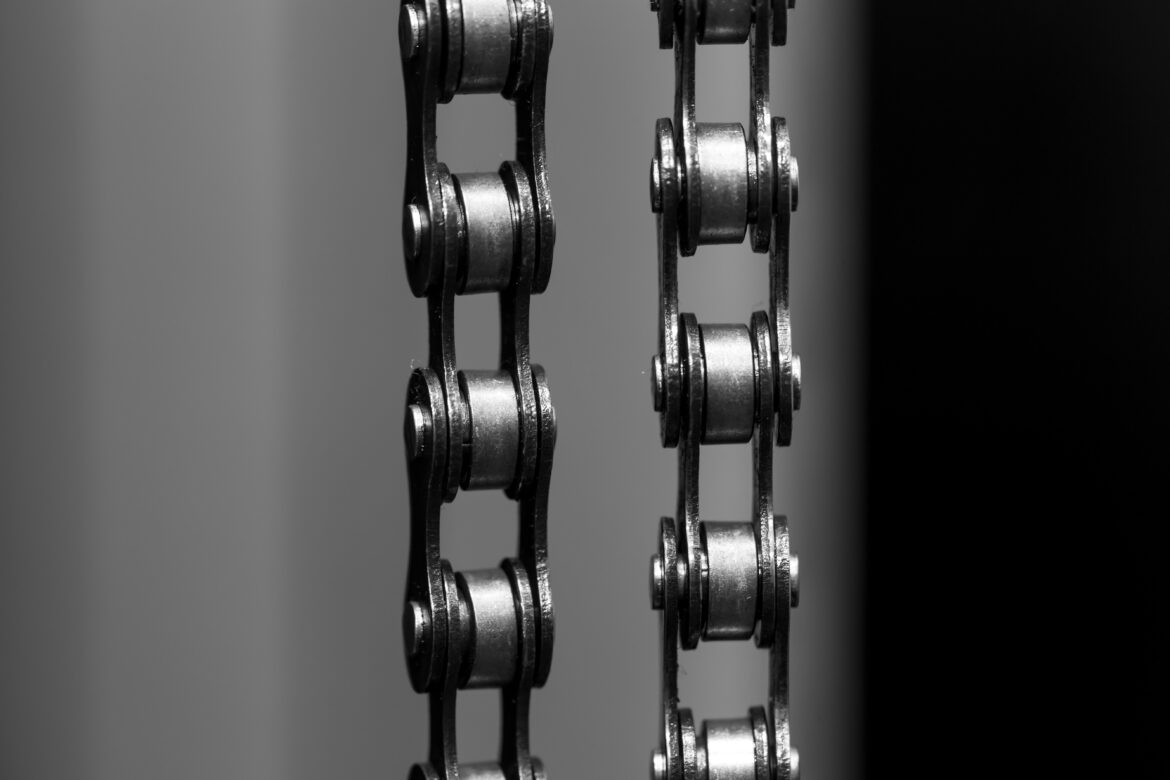 metal Bicycle chain. closeup