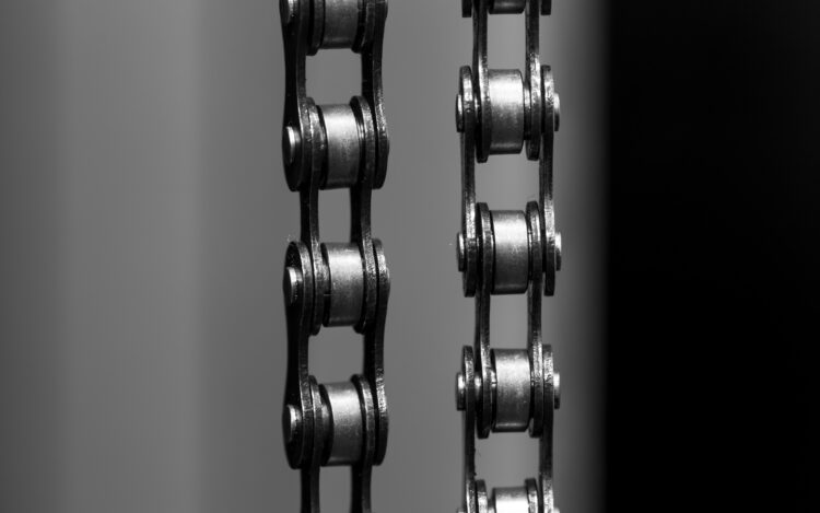metal Bicycle chain. closeup