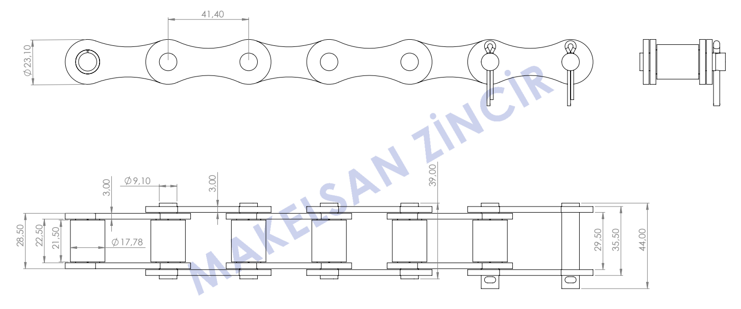 s55h chain dimension